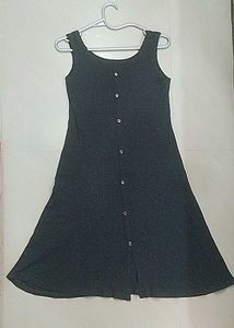 Sleeveless Button-Front Midi A line Dress