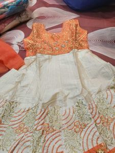 Festive Orange &amp; White Dress