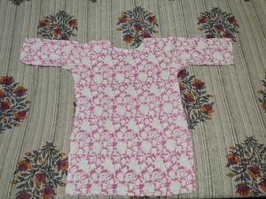 Pink Floral Printed Cotton Kurta