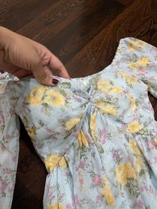 Floral Print V-Neck Dress (padded)
