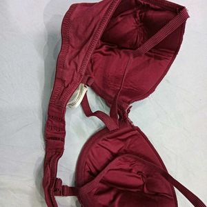 Maroon ⚛️Lace Trimmed Bra