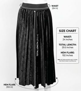 Elegant Black Velvet Pleated Midi Skirt
