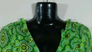 zara branded Green Printed Wrap Top