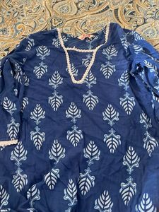 Elegant Blue Printed Cotton Kurta