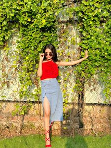 Stylish Denim Midi Skirt