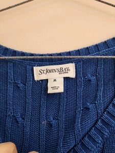 Alfred Dunner Blue Cable Knit Sweater