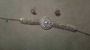 Stunning Crystal &amp; Opal Choker and Earring Set