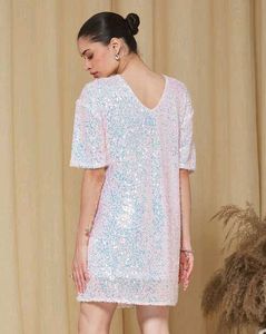 Pink Sequin Mini Dress