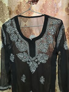 Elegant Black Embroidered Kurti
