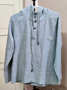 💥BUY1GET1💥 imported gray hooded sweatshirt with a button placket