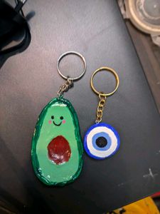 Cute Avocado &amp; Evil Eye Keychain Set