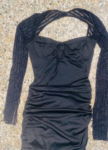 Chic Black Ruched Bodycon Dress