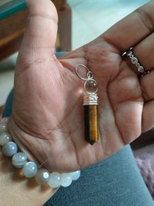 TIGEREYE GEMSTONE CRYSTAL PENCIL PENDANT