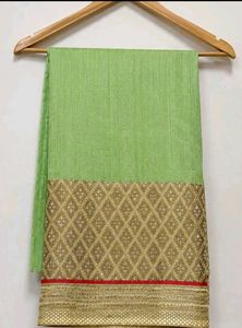 Green Saree with Gold Border