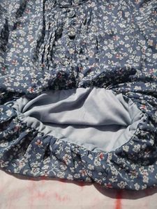Blue Floral Long Sleeve Top