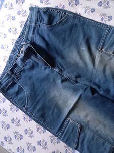 Stylish Blue Denim Cargo Jeans Pluss brand