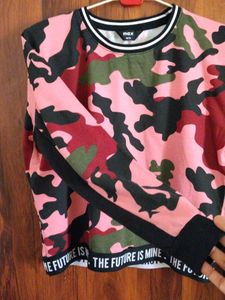 Pink Camo Print Pullover