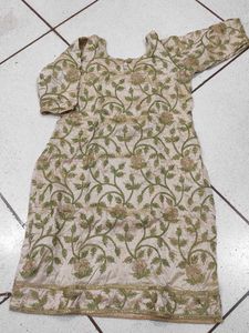 Beige Embroidered Kurta