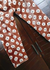 Women Cute Bear Print Wool Lounge Pants