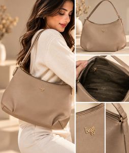 Elegant Beige Faux Leather Shoulder Bag for Women