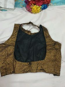 Sparkling Gold Striped Halter Neck Blouse