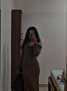 Sheer Ruched Long Sleeve Dress