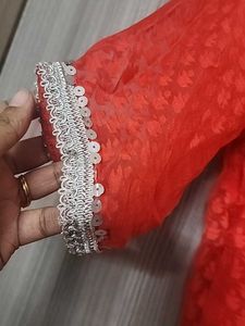 Stitched A Line Red Kurti