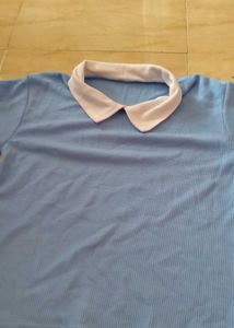 Cute Blue Collared T-Shirt