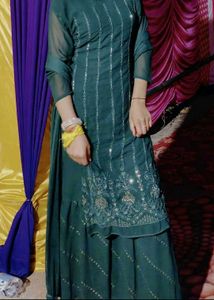 Elegant Teal Kurta Set with Sequins