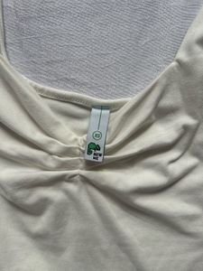 White Ruched Sweetheart Neckline Tank Top