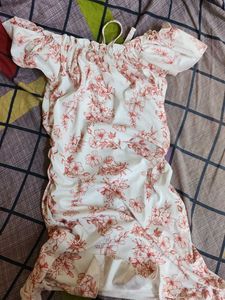 Floral Off-Shoulder Ruched Dress
