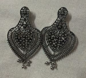 Oxidised Silver Jhumka Earrings