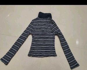Striped Turtleneck Long Sleeve Top