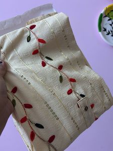Cream Embroidered Kurta + Free Gift