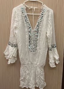 Embellished White Tunic Top/Dress