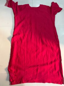 Fuchsia pink Kurta set with pants and dupatta