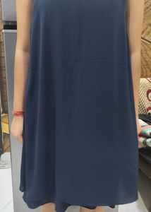Navy Blue Sleeveless A-Line Dress