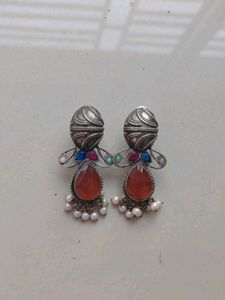 Ethnic Orange Stone Replica Earrings