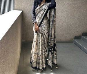 Elegant Black &amp; Beige Saree