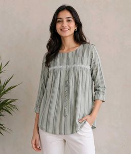 Light Green striped Top