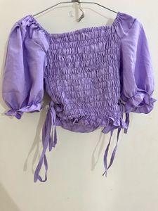 Cute Lavender Puff Sleeve Top