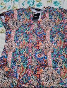 Boho Print Midi Dress with Belt