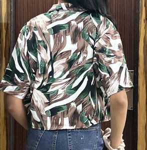 camouflage print half sleeve shirt