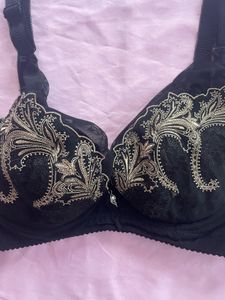 Elegant Black Embroidered Bra