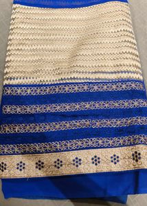 Royal Blue Saree with Gold Border