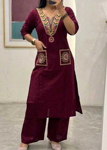 2 side pocket cotton dress with odhni