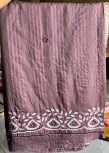 Mauve saree with contrast blouse