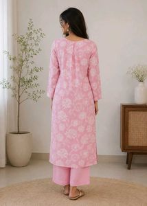 Pink Floral Kurta with Palazzo Set