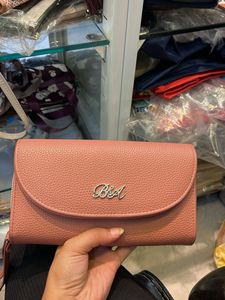 Chic Pink Textured Clutch Wallet