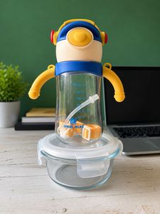 Cute Space Bottle And Glass Container Combo
